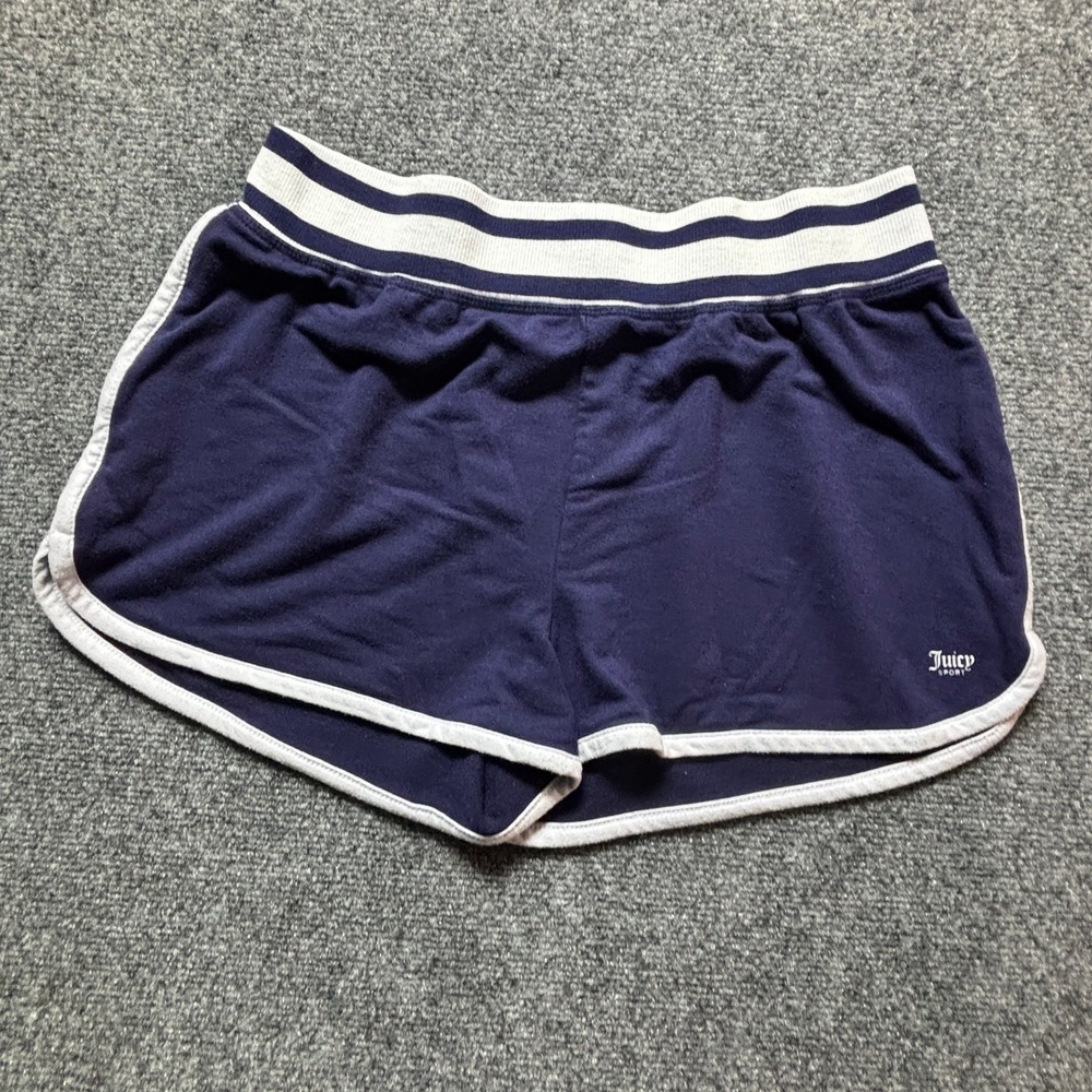 Juicy Couture Womens Navy Blue White Striped Dolphin Athletic Shorts Size Medium